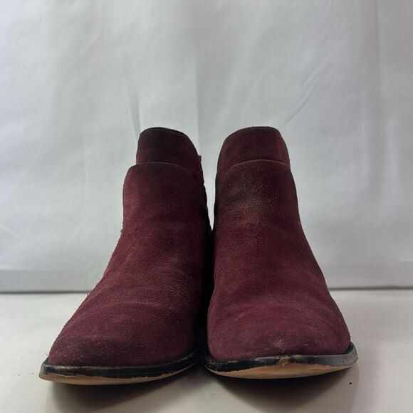 Rebecca Minkoff Jacy Suede Leather Burgundy Pointed Toe Women’s Ankle Boots - Picture 8 of 16